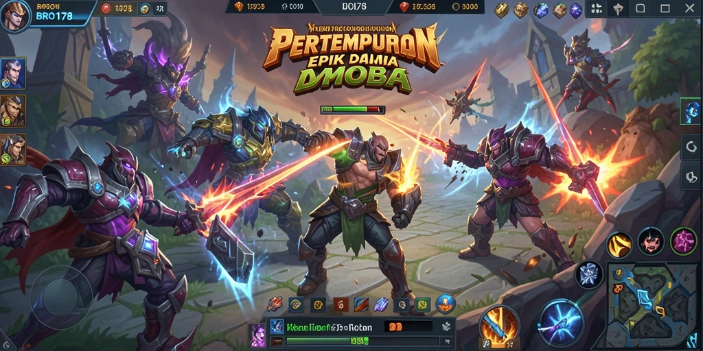 Tangkapan layar BRO178 menunjukkan pertarungan intens di arena MOBA.