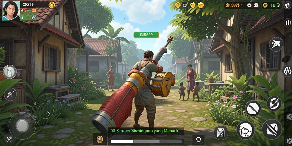 Tampilan gameplay <strong>CRS99</strong> yang menarik dan penuh warna dalam dunia simulasi.