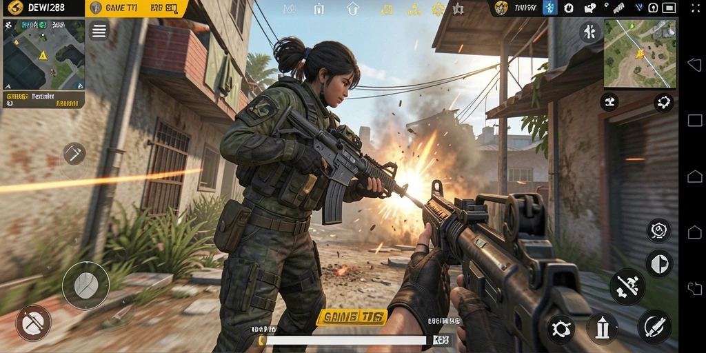 Menampilkan aksi seru dalam gameplay TPS DEWI288.
