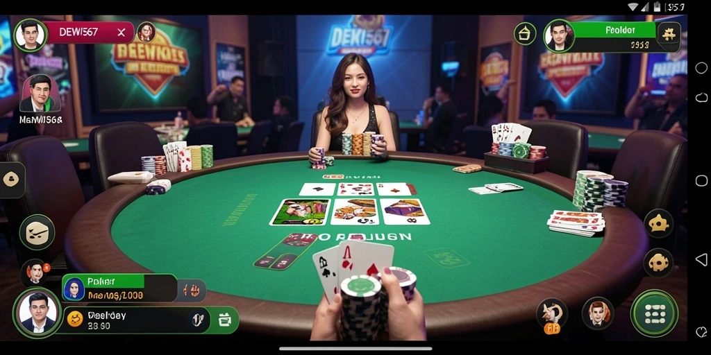 Tampilan gameplay seru DEWI567 yang penuh aksi poker.