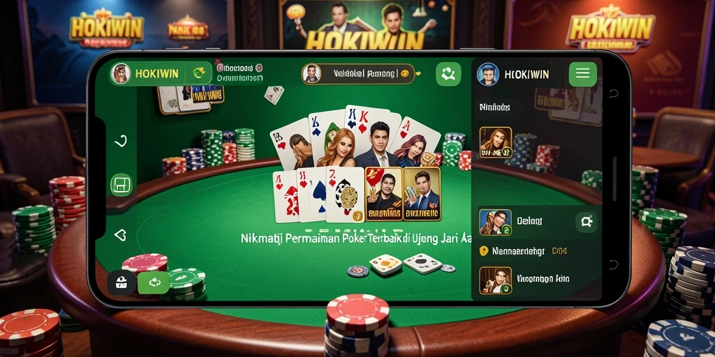 Tampilan seru dari gameplay Poker di HOKIWIN, penuh strategi dan keseruan.
