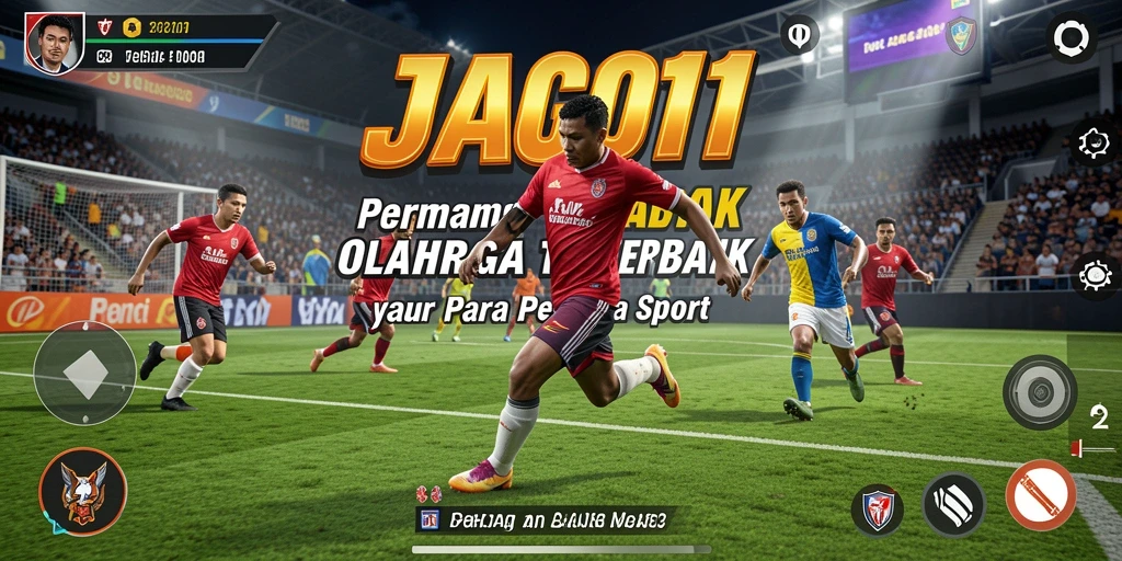 Tangkapan layar utama menunjukkan aksi seru dalam pertandingan olahraga JAGO11.