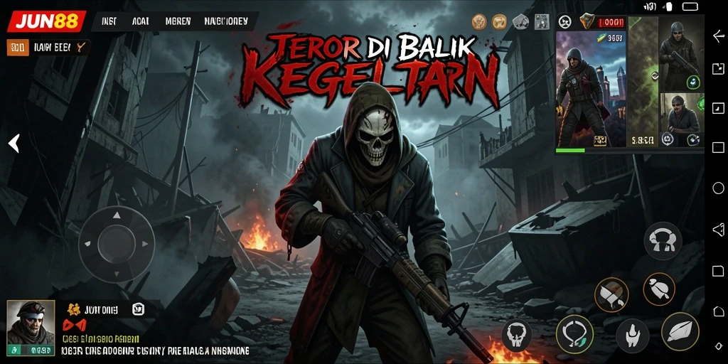 Tangkapan layar gameplay <strong>JUN88</strong> menampilkan suasana mencekam dan menakutkan.