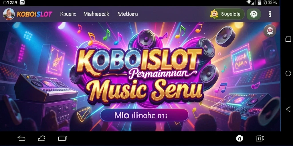 Tampilan gameplay seru dalam KOBOISLOT dengan alunan musik.