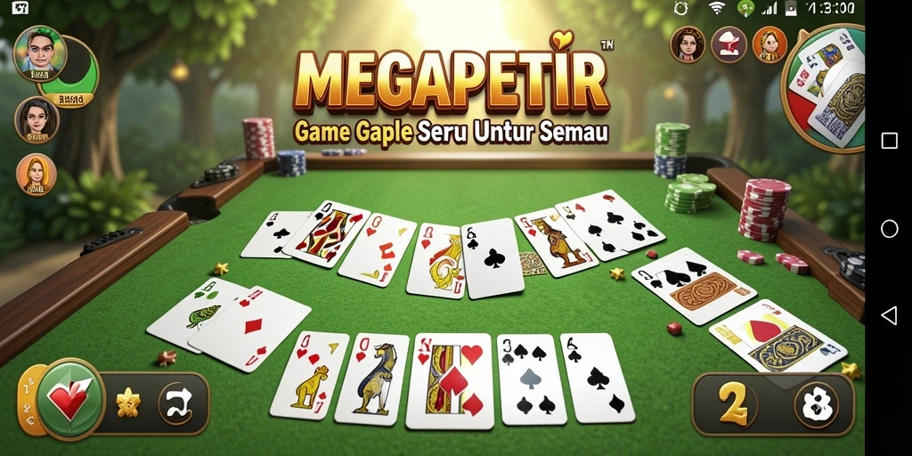 Screenshot gameplay seru MEGAPETIR yang menampilkan suasana bermain Gaple.