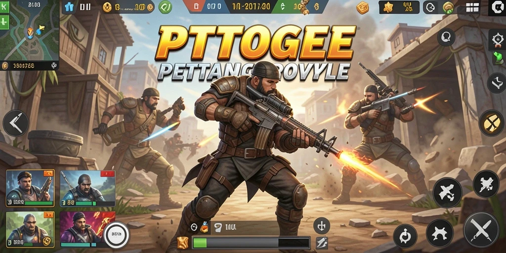 Screenshot gameplay PTTOGEL dengan aksi seru Battle Royale.