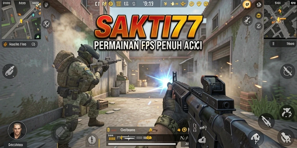 Tampilan utama gameplay SAKTI77 dengan aksi tembak-menembak yang intens.