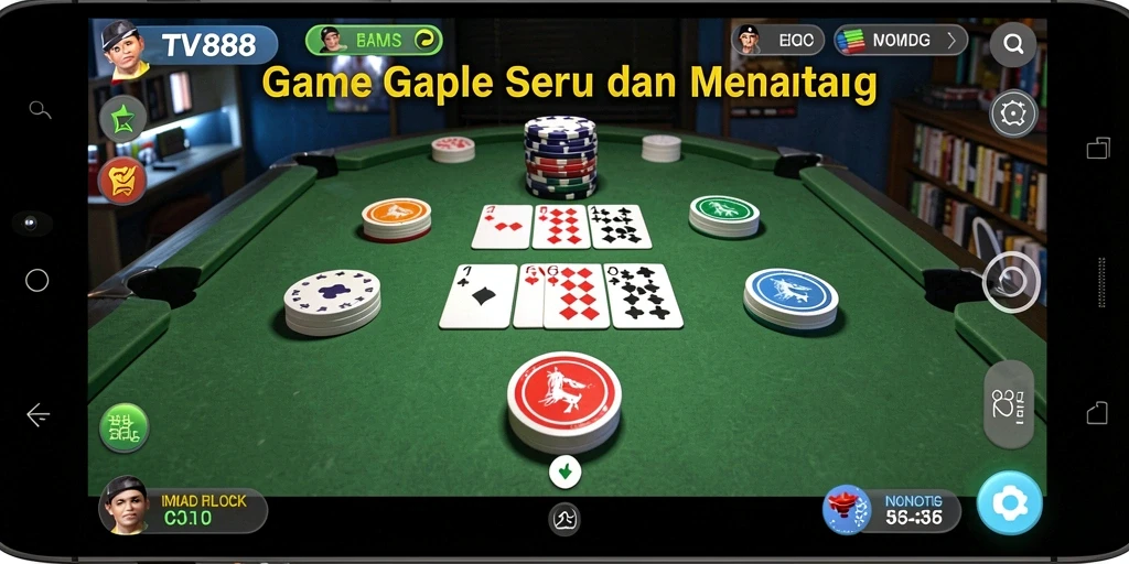 Tampilan gameplay TV888 yang menarik dengan suasana Gaple.