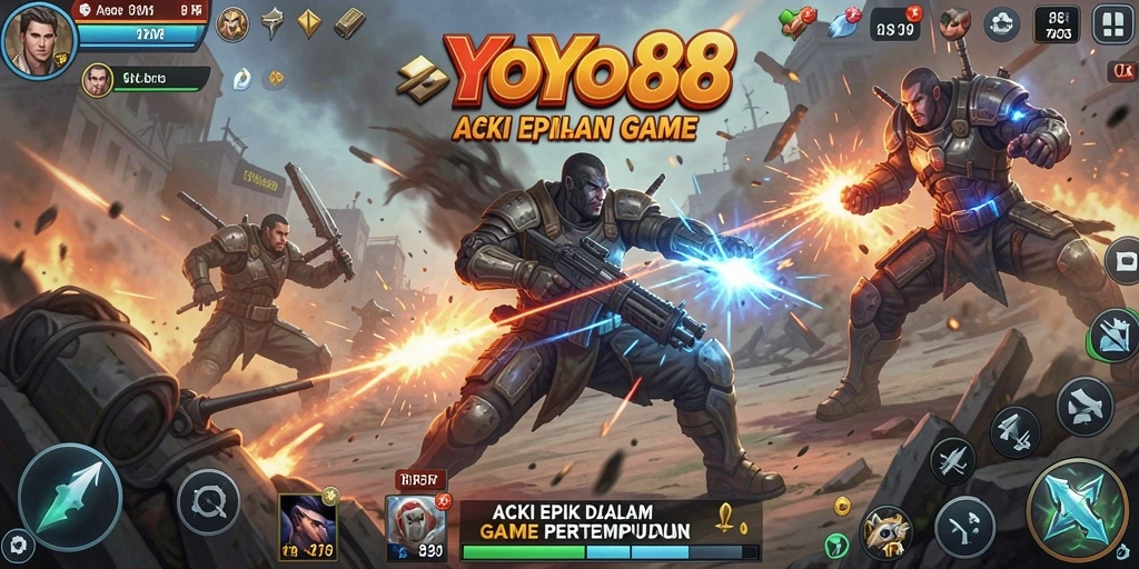 Screenshot utama YOYO88 menunjukkan aksi pertempuran yang intens.